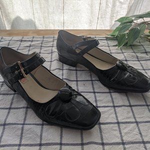 Clarks Orla Kiely Black Patent Leather Mary Janes